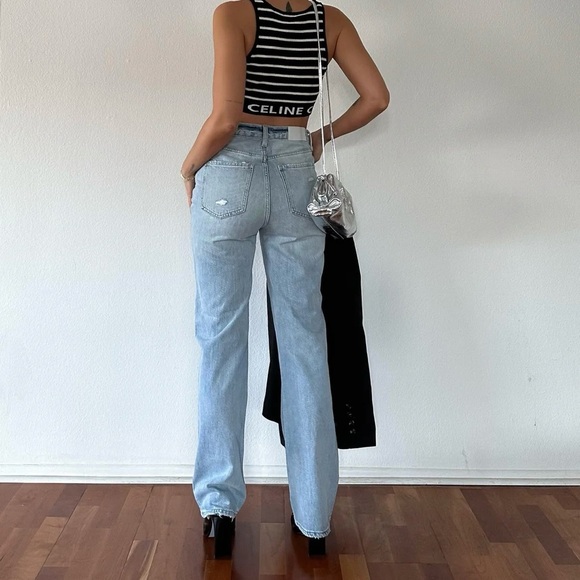 Pistola Light Blue Distressed Cassie Straight Leg Jeans - Picture 5 of 15